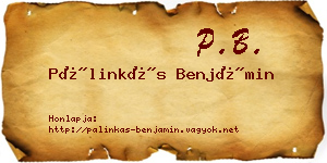 Pálinkás Benjámin névjegykártya